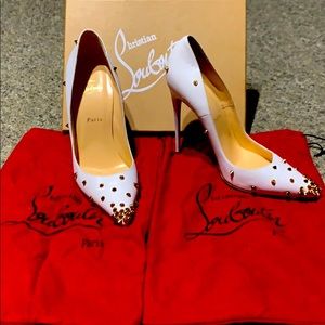 Christian Louboutin White/Gold Degraspike 120